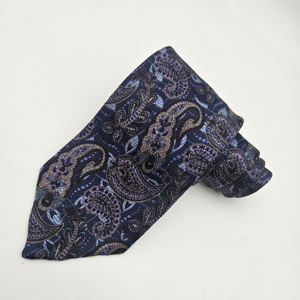 Robert Talbott Seven Fold Blue Paisley Silk 61" Tie 11/40 NWT